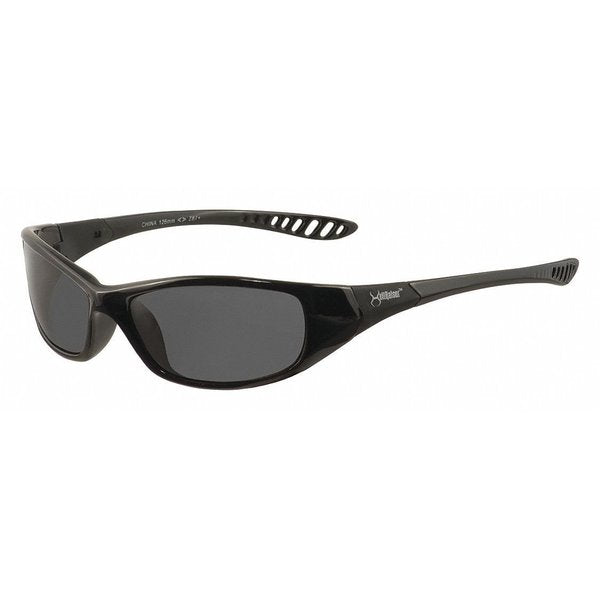 V40 Hellraiser Safety Glasses, Scratch-Resistant, Polycarbonate, Black Full-Frame, Smoke Lens