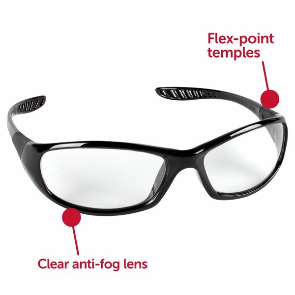 V40 Hellraiser Safety Glasses, Anti-Fog, Scratch Resistant, Black Full-Frame, Clear Lens
