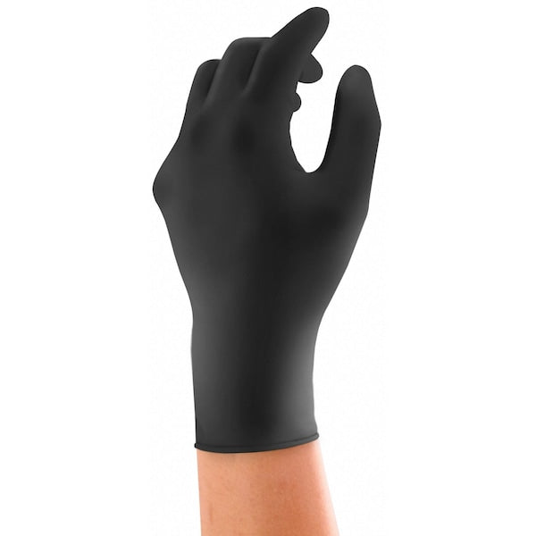Microflex Onyx Exam Gloves with Textured Fingertips, Nitrile, Powder-Free, Medium, Black, 100 Pack