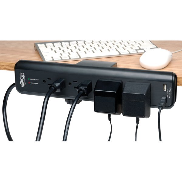 Surge Protector Strip, 6 Outlet, Black