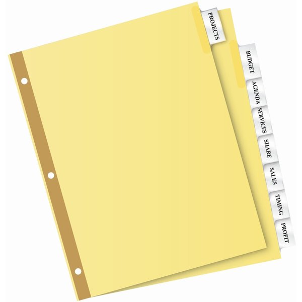 AveryÂ® Big Tabâ¢ Insertable Dividers 11112, Buff Paper, 8 Clear Tabs, 1 Set