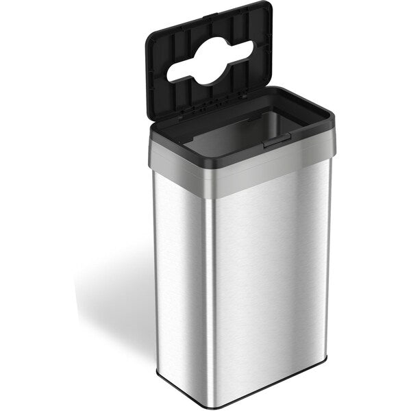 21 gal Rectangular Trash Can, Silver, Stainless Steel