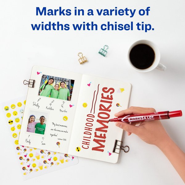 Large Desk-Style Permanent Marker, Chisel Tip, Red