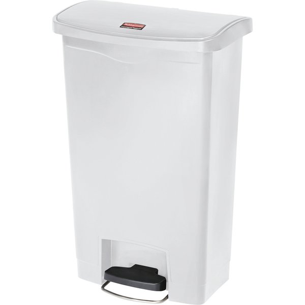 13 gal Rectangular Trash Can, White, 17 3/4 in Dia, Step-On, Plastic