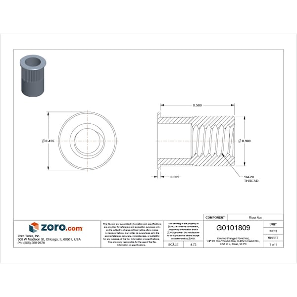 Rivet Nut, 1/4