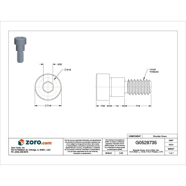 Shoulder Screw, 1/4