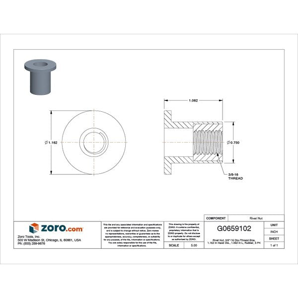 Rivet Nut, 3/8