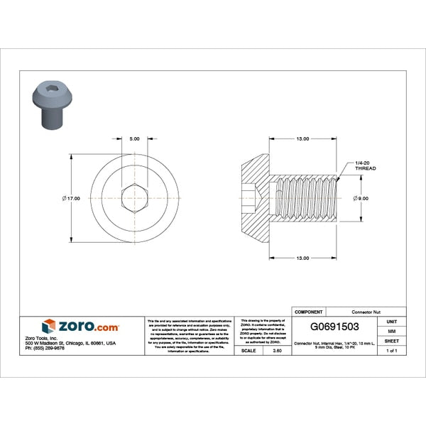 Connector Nut, 1/4
