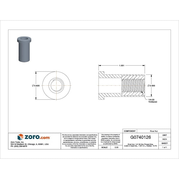 Rivet Nut, 1/4
