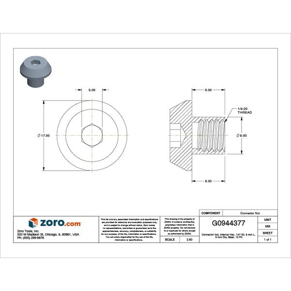 Connector Nut, 1/4
