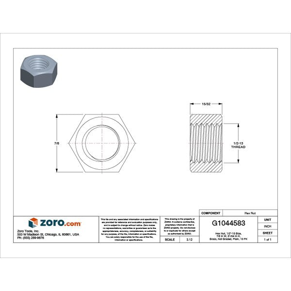 Heavy Hex Nut, 1/2