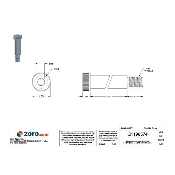 Shoulder Screw, 1/2