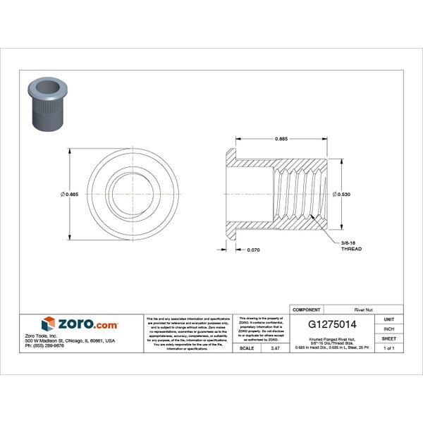 Rivet Nut, 3/8