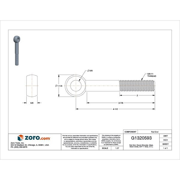 Eye Bolt With Shoulder, 5/8