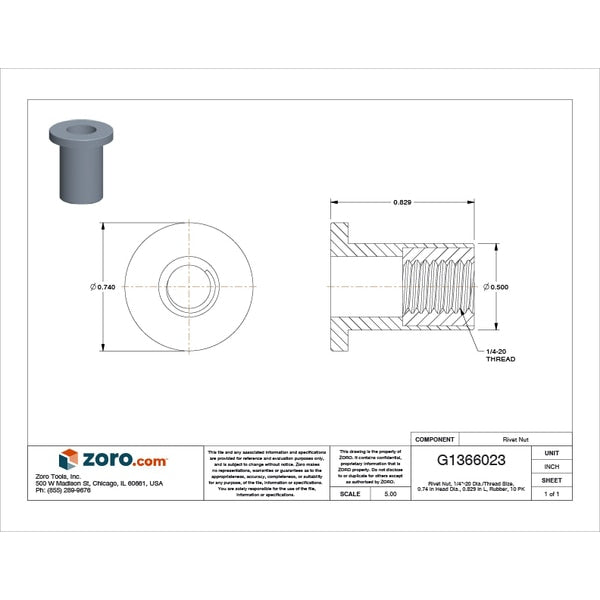 Rivet Nut, 1/4