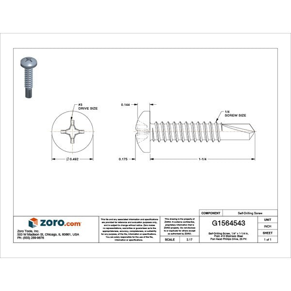 Self-Drilling Screw, 1/4