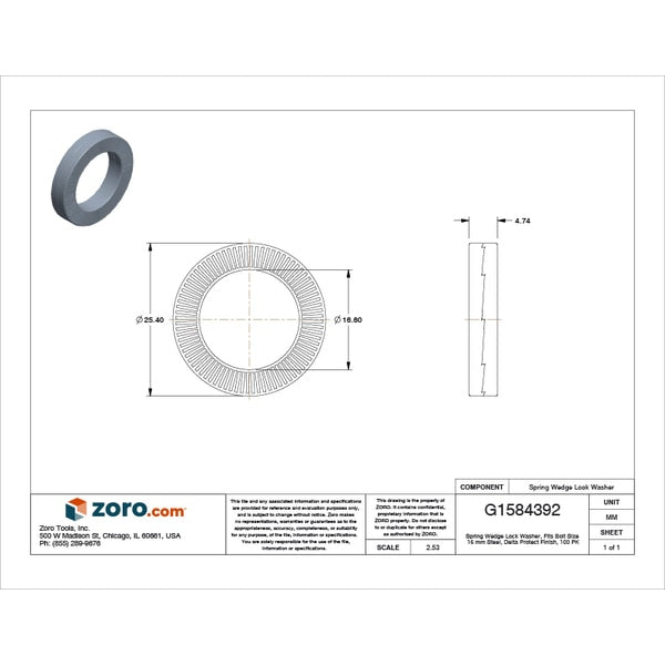 Spring Wedge Lock Washer, Fits Bolt Size 16 mm Steel, Delta Protect Finish, 100 PK