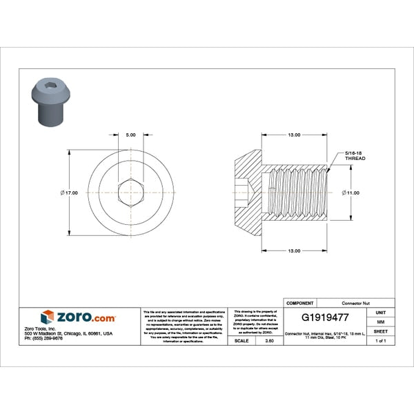 Connector Nut, 5/16