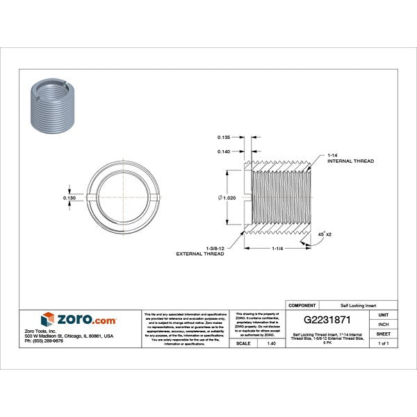 Heavy Wall Self Locking Thread Insert, 1