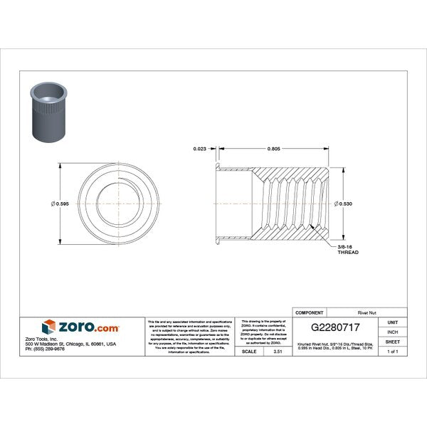Rivet Nut, 3/8