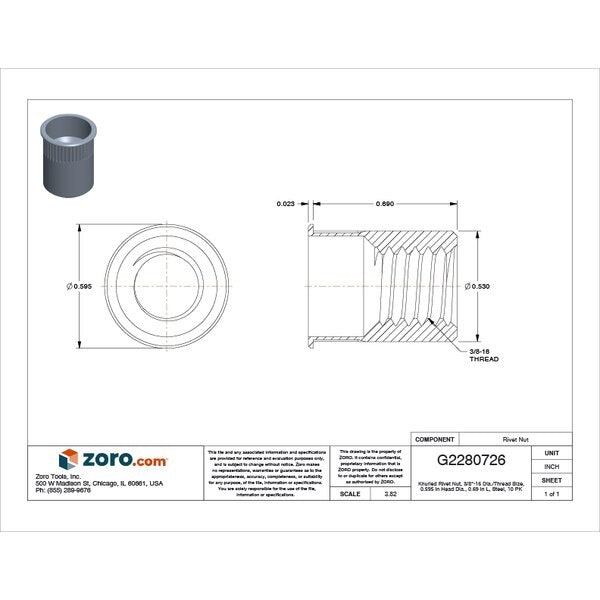 Rivet Nut, 3/8
