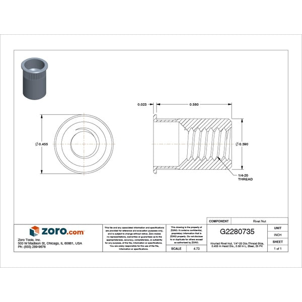 Rivet Nut, 1/4