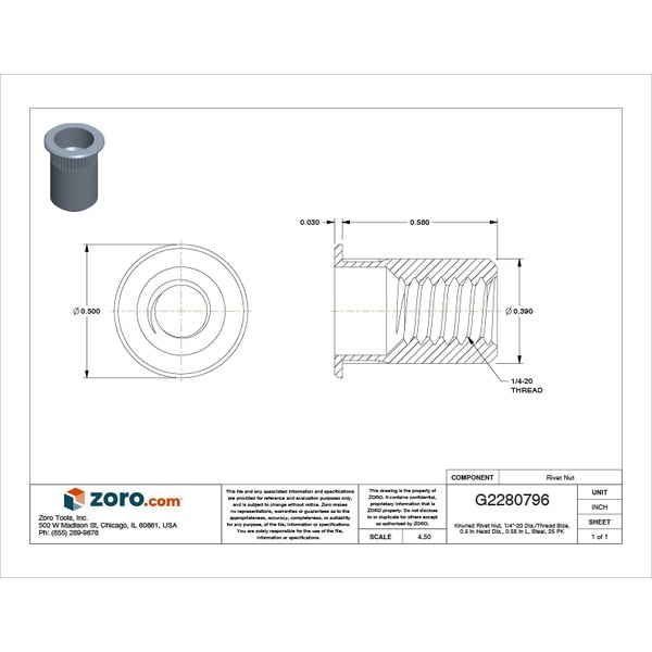 Rivet Nut, 1/4