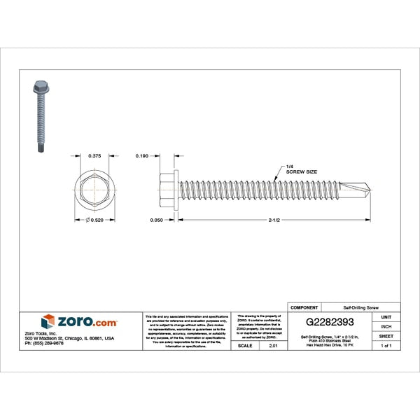 Self-Drilling Screw, 1/4
