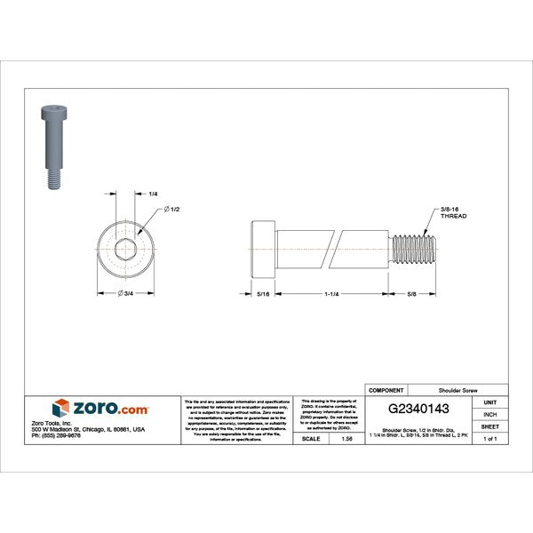 Shoulder Screw, 3/8
