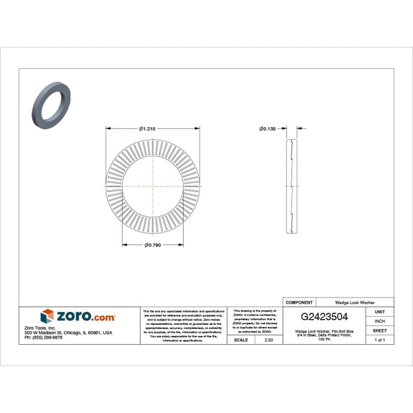 Wedge Lock Washer, Fits Bolt Size 3/4 in Steel, Delta Protect Finish, 100 PK