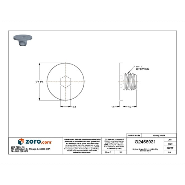 Binding Screw, 5/8