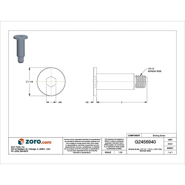 Binding Screw, 1/2