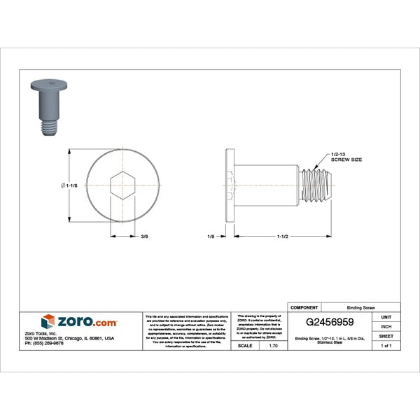 Binding Screw, 1/2