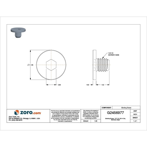 Binding Screw, 1/2