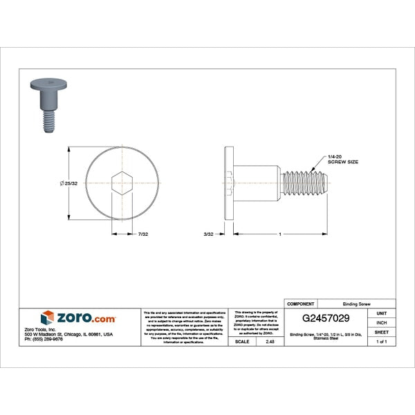 Binding Screw, 1/4