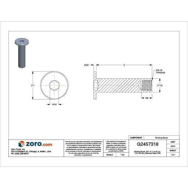 Binding Barrel, 3/8