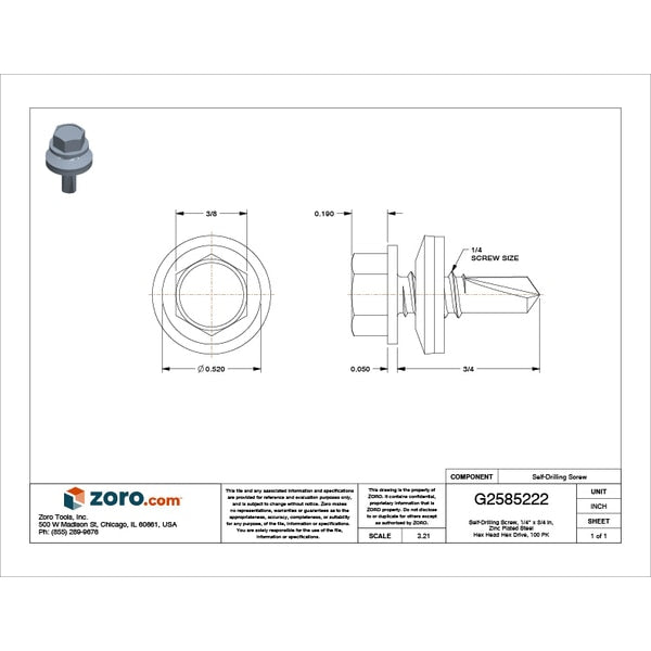 Self-Drilling Screw, 1/4