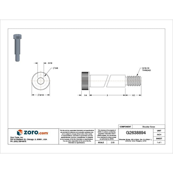 Shoulder Screw, 5/16