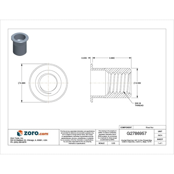 Rivet Nut, 3/8