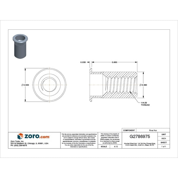 Rivet Nut, 1/4