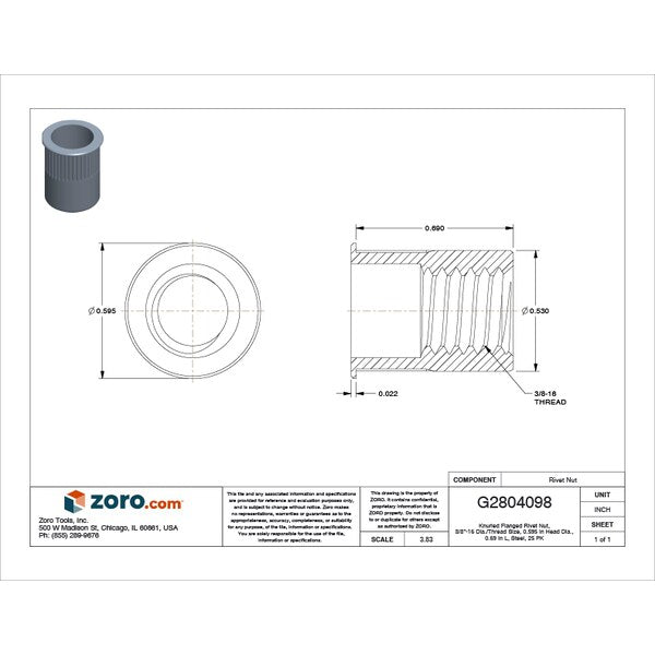 Rivet Nut, 3/8