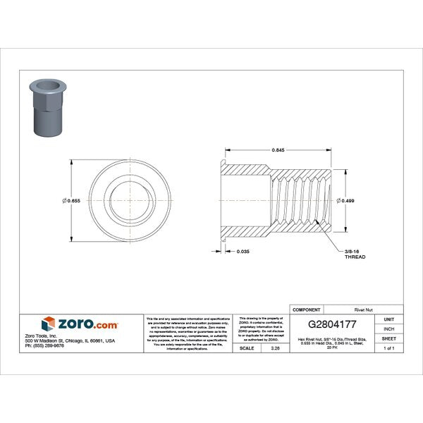 Rivet Nut, 3/8
