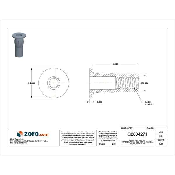 Rivet Nut, 1/4