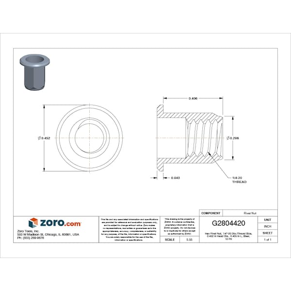 Rivet Nut, 1/4