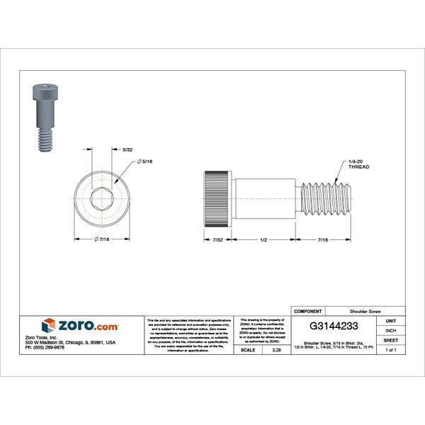 Shoulder Screw, 1/4
