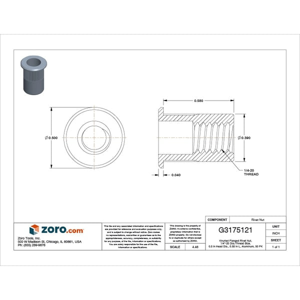 Rivet Nut, 1/4