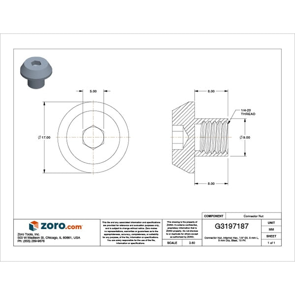 Connector Nut, 1/4