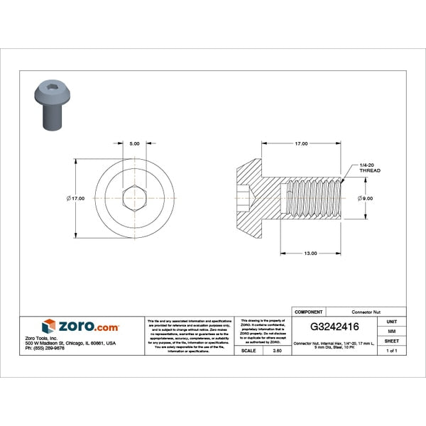 Connector Nut, 1/4