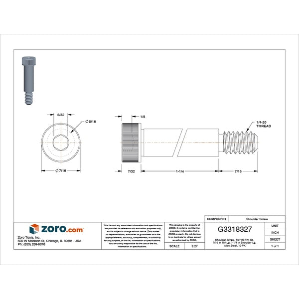 Shoulder Screw, 1/4