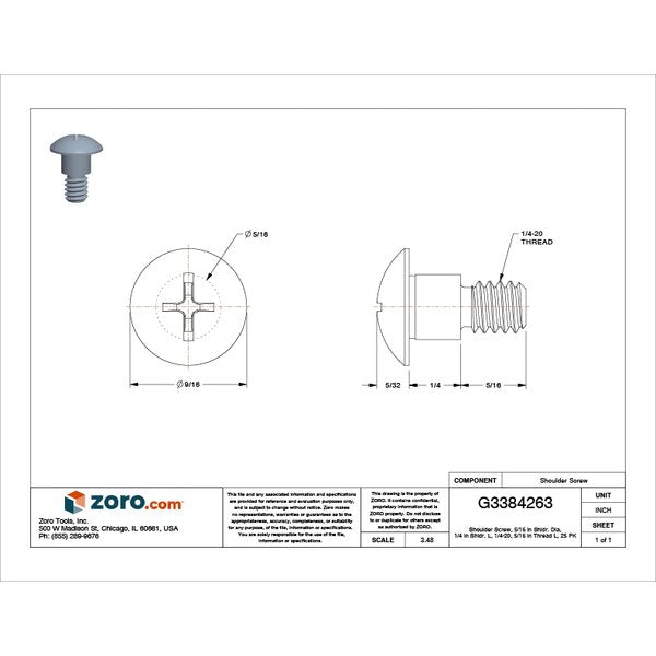 Tamper-Resistant Shoulder Screw, 1/4